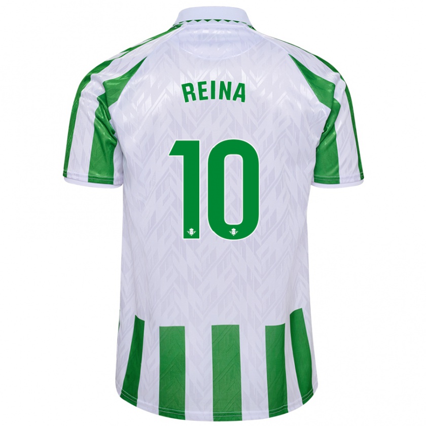 Kandiny Enfant Maillot Carlos Reina #10 Rayures Vertes Et Blanches Tenues Domicile 2024/25 T-Shirt