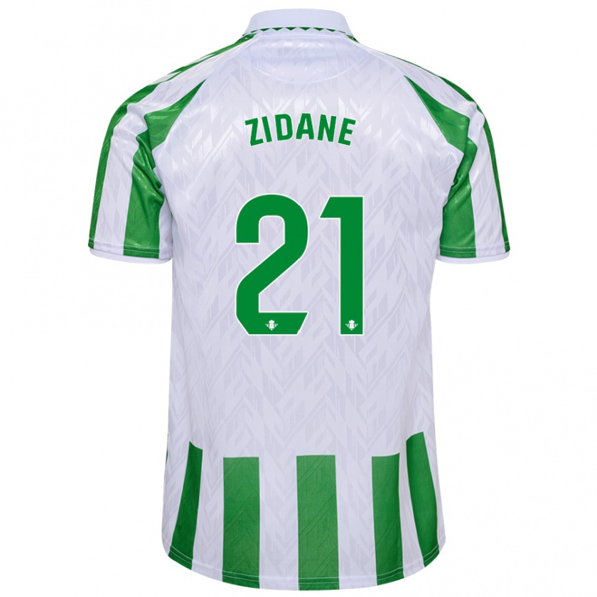 Kandiny Enfant Maillot Elyaz Zidane #21 Rayures Vertes Et Blanches Tenues Domicile 2024/25 T-Shirt