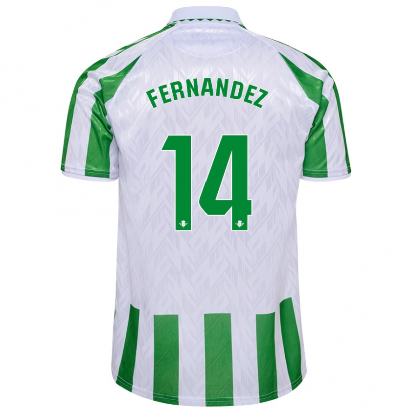 Kandiny Enfant Maillot Quique Fernández #14 Rayures Vertes Et Blanches Tenues Domicile 2024/25 T-Shirt