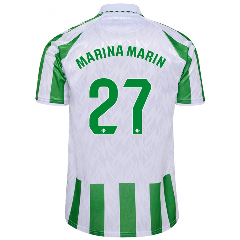 Kandiny Enfant Maillot Marina Marín #27 Rayures Vertes Et Blanches Tenues Domicile 2024/25 T-Shirt