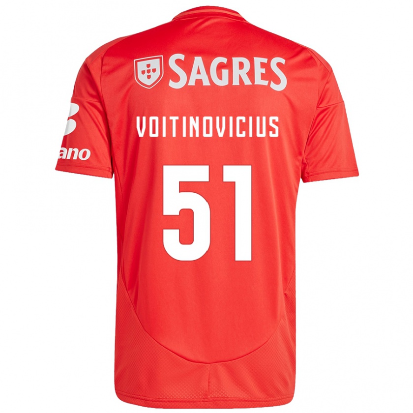 Kandiny Enfant Maillot Arnas Voitinovicius #51 Rouge Blanc Tenues Domicile 2024/25 T-Shirt