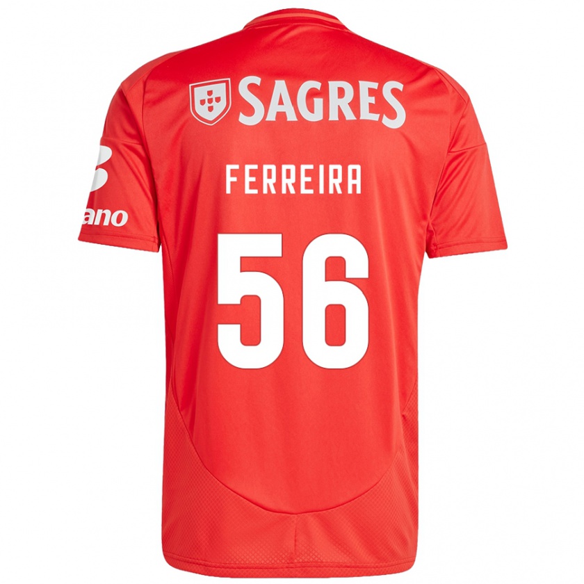 Kandiny Enfant Maillot Martim Ferreira #56 Rouge Blanc Tenues Domicile 2024/25 T-Shirt