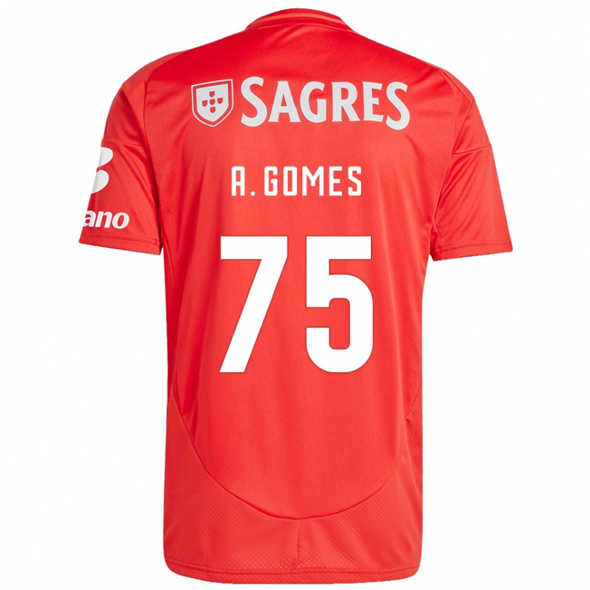 Kandiny Enfant Maillot André Gomes #75 Rouge Blanc Tenues Domicile 2024/25 T-Shirt