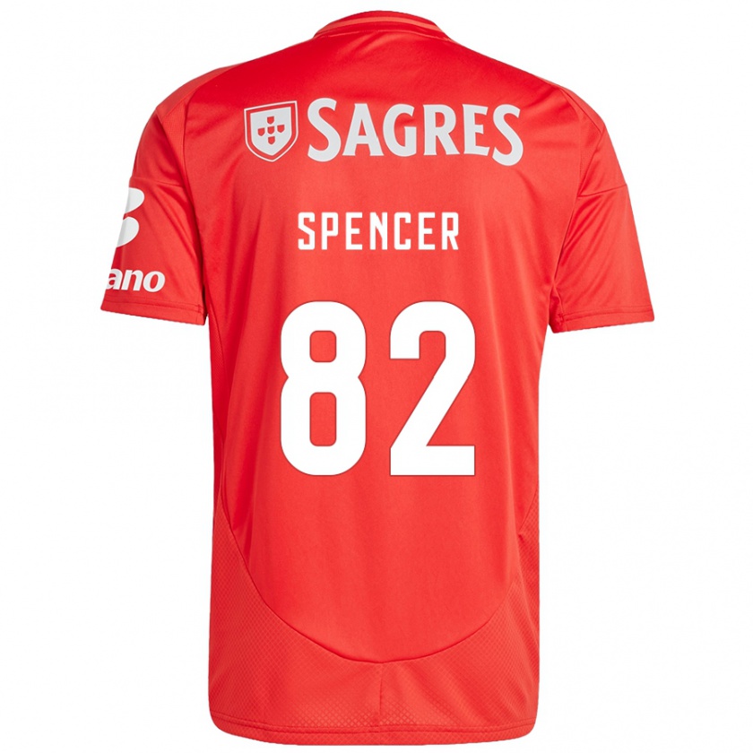 Kandiny Enfant Maillot Diogo Spencer #82 Rouge Blanc Tenues Domicile 2024/25 T-Shirt