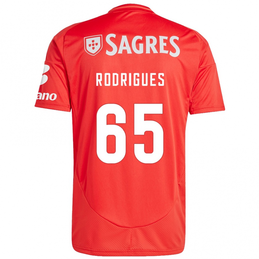 Kandiny Enfant Maillot Rafael Rodrigues #65 Rouge Blanc Tenues Domicile 2024/25 T-Shirt