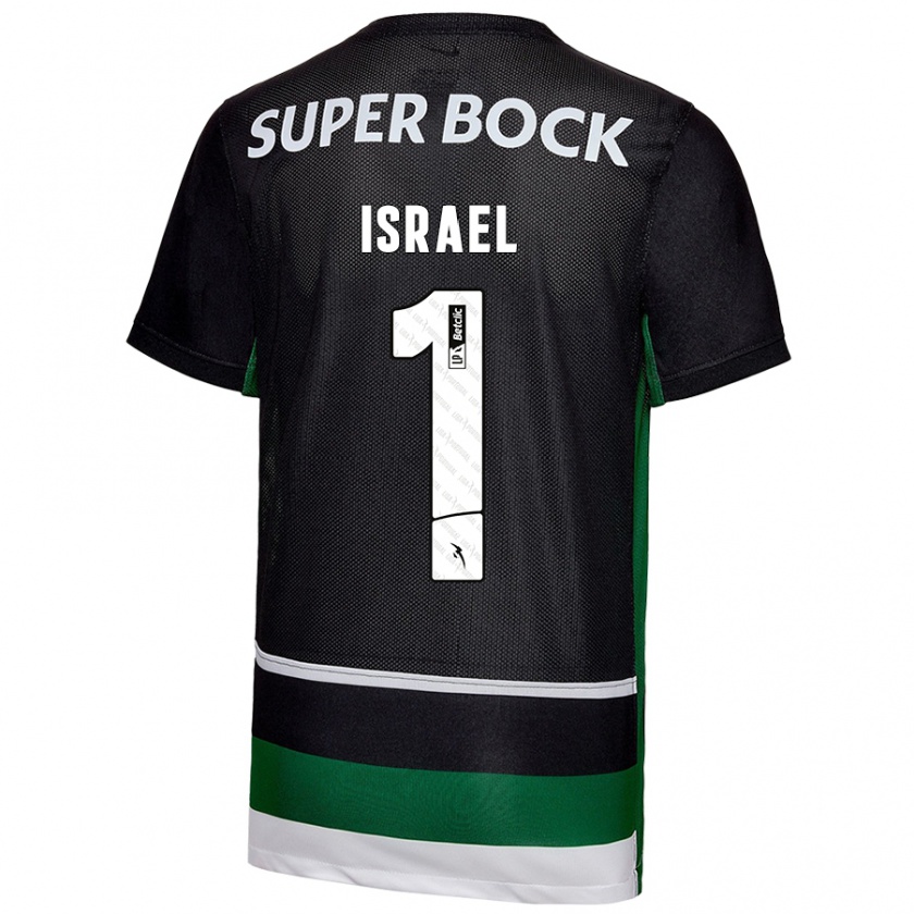 Kandiny Enfant Maillot Franco Israel #1 Noir Blanc Vert Tenues Domicile 2024/25 T-Shirt