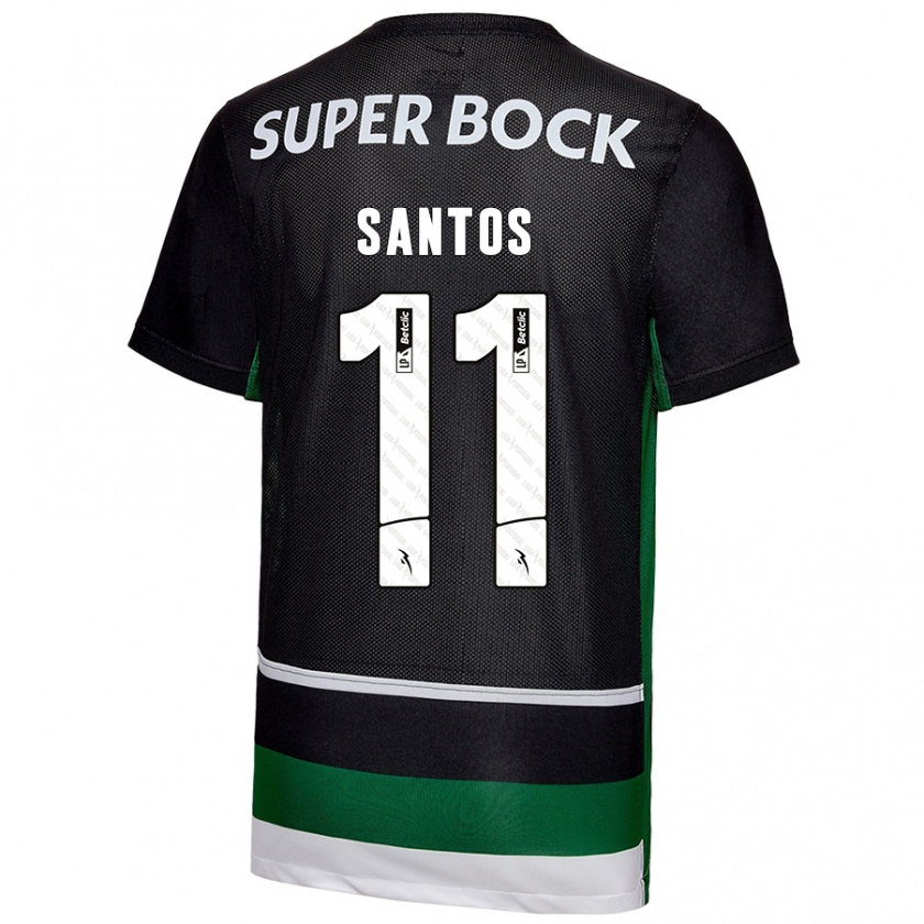 Kandiny Enfant Maillot Nuno Santos #11 Noir Blanc Vert Tenues Domicile 2024/25 T-Shirt