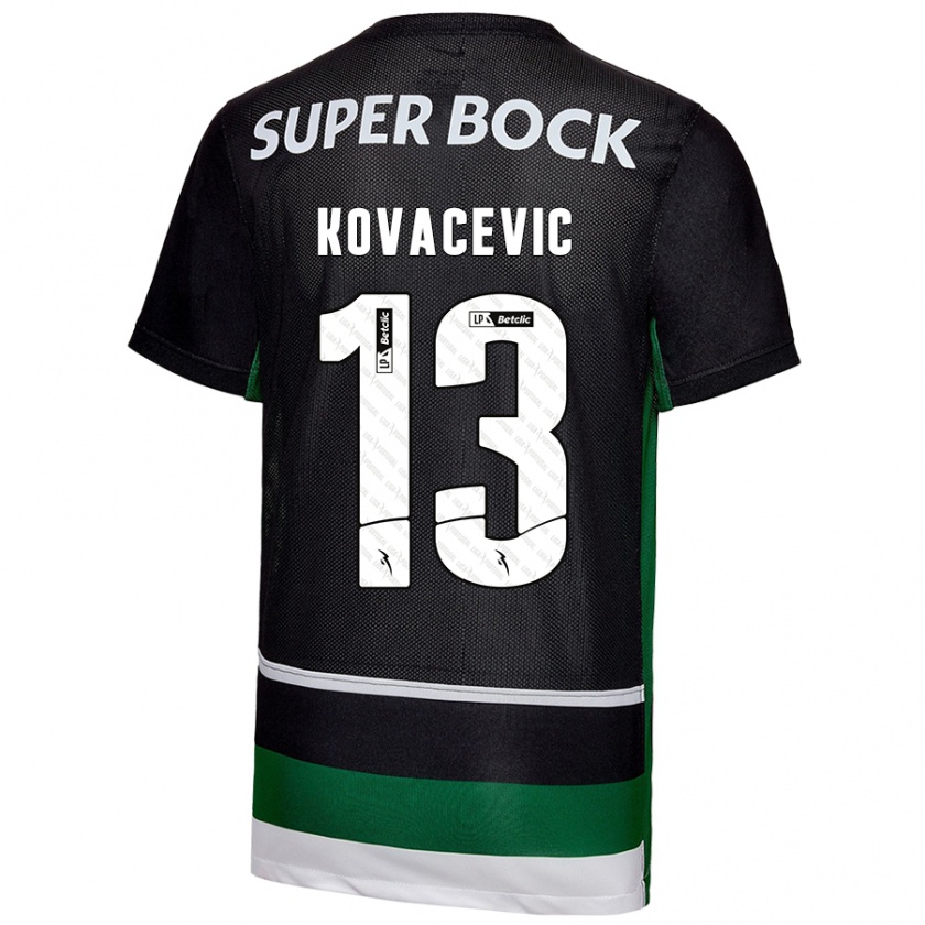 Kandiny Enfant Maillot Vladan Kovacevic #13 Noir Blanc Vert Tenues Domicile 2024/25 T-Shirt