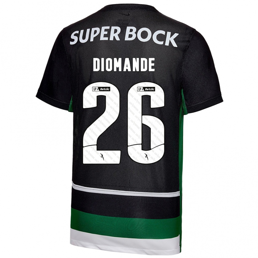 Kandiny Enfant Maillot Ousmane Diomande #26 Noir Blanc Vert Tenues Domicile 2024/25 T-Shirt