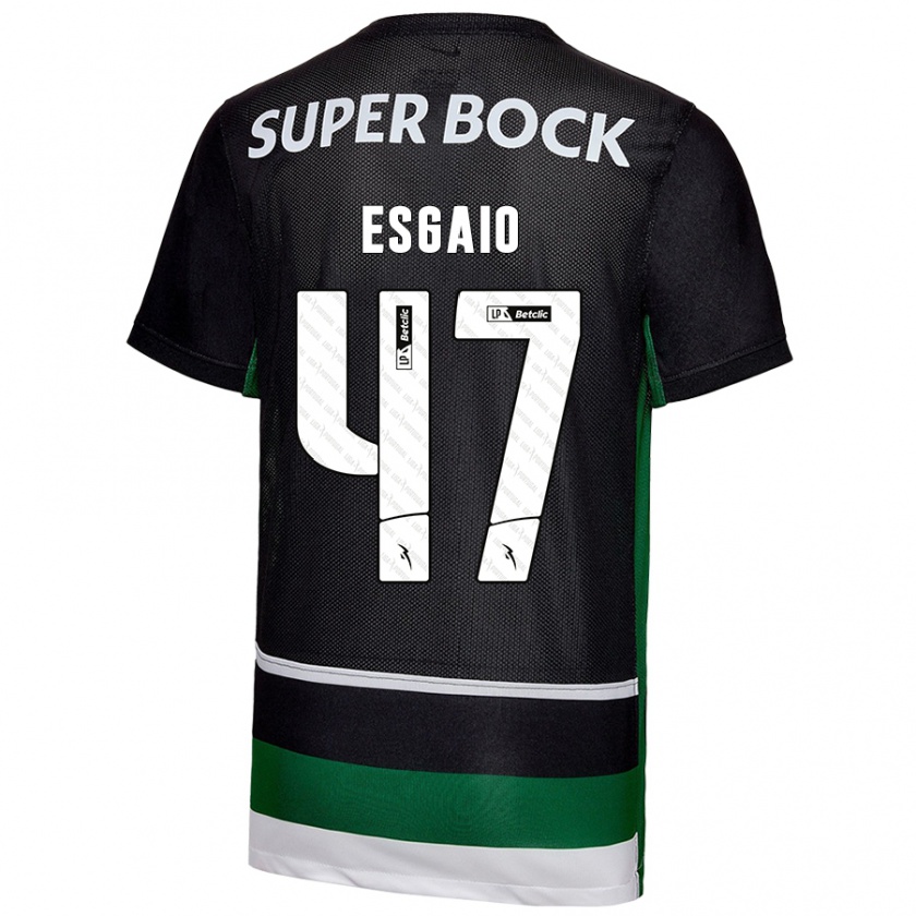 Kandiny Enfant Maillot Ricardo Esgaio #47 Noir Blanc Vert Tenues Domicile 2024/25 T-Shirt