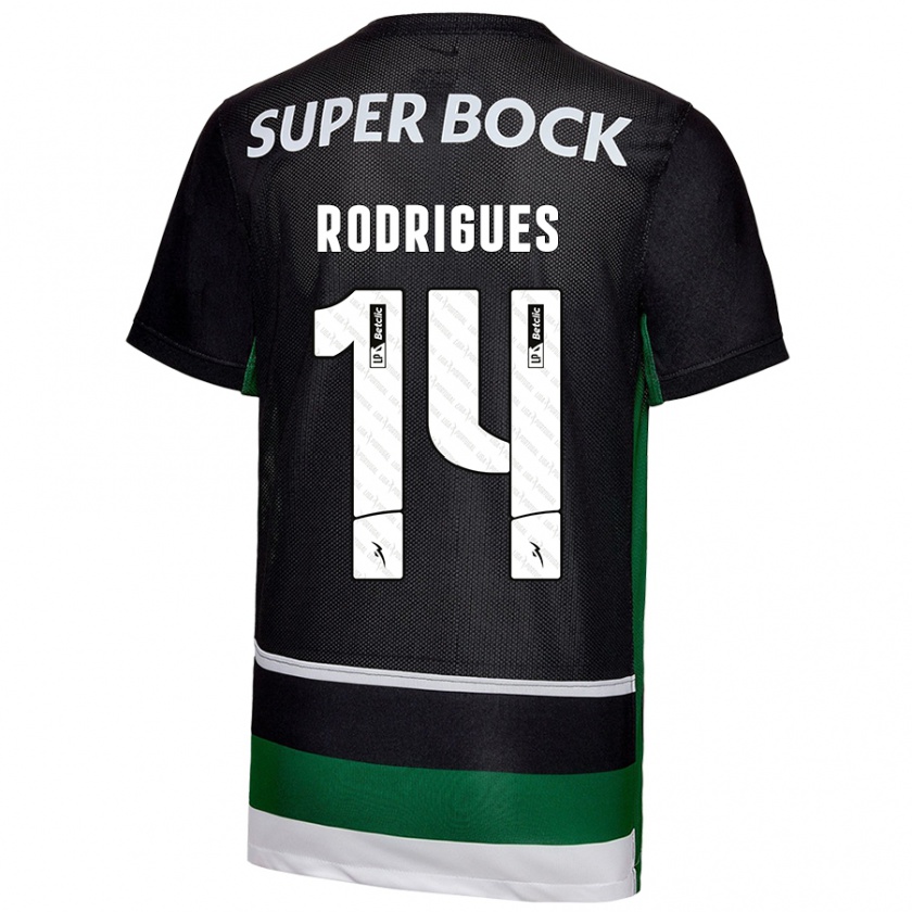 Kandiny Enfant Maillot Paulo Rodrigues #14 Noir Blanc Vert Tenues Domicile 2024/25 T-Shirt