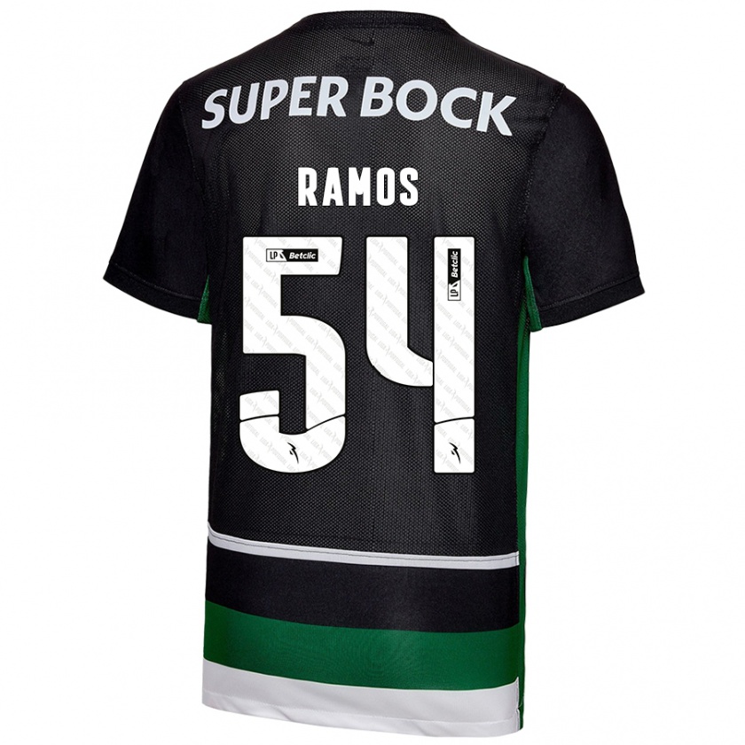 Kandiny Enfant Maillot Bruno Ramos #54 Noir Blanc Vert Tenues Domicile 2024/25 T-Shirt