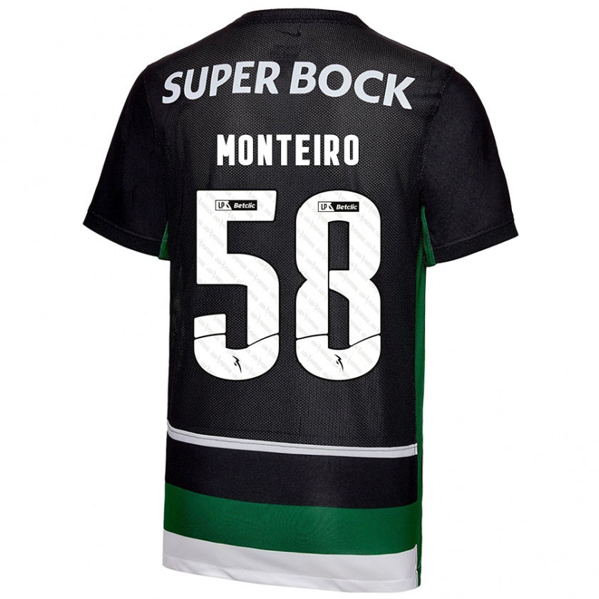 Kandiny Enfant Maillot David Monteiro #58 Noir Blanc Vert Tenues Domicile 2024/25 T-Shirt