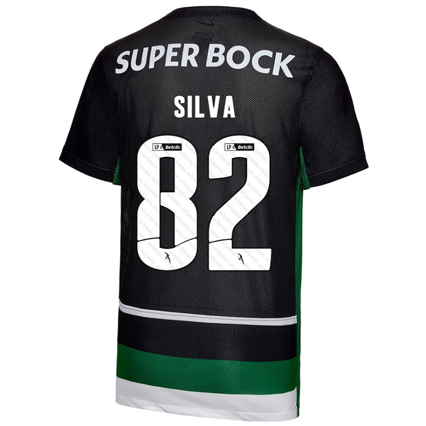 Kandiny Enfant Maillot Gabriel Silva #82 Noir Blanc Vert Tenues Domicile 2024/25 T-Shirt