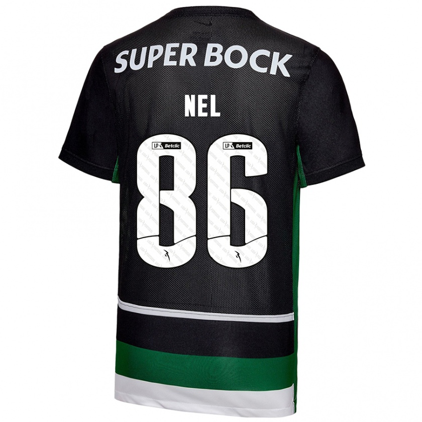 Kandiny Enfant Maillot Rafael Nel #86 Noir Blanc Vert Tenues Domicile 2024/25 T-Shirt