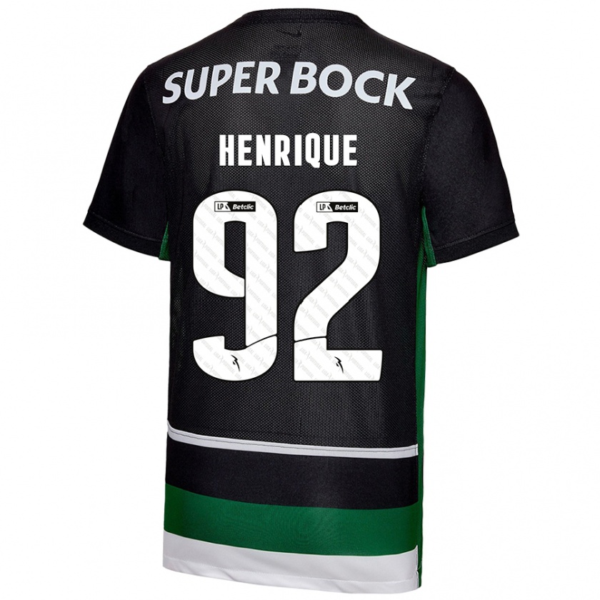 Kandiny Enfant Maillot Eduardo Henrique #92 Noir Blanc Vert Tenues Domicile 2024/25 T-Shirt