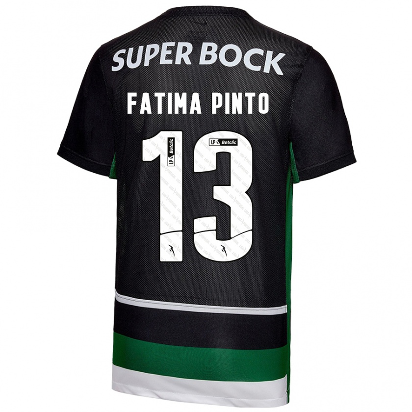 Kandiny Enfant Maillot Fátima Alexandra Figueira Pinto #13 Noir Blanc Vert Tenues Domicile 2024/25 T-Shirt