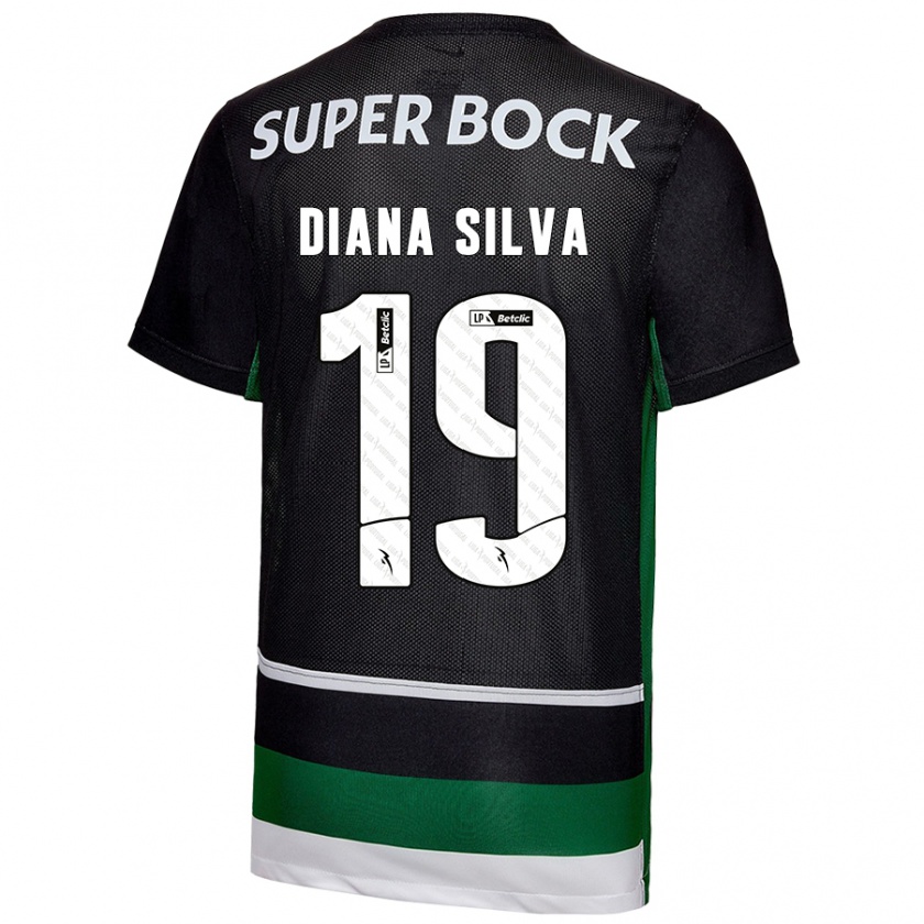 Kandiny Enfant Maillot Diana Micaela Abreu De Sousa E Silva #19 Noir Blanc Vert Tenues Domicile 2024/25 T-Shirt