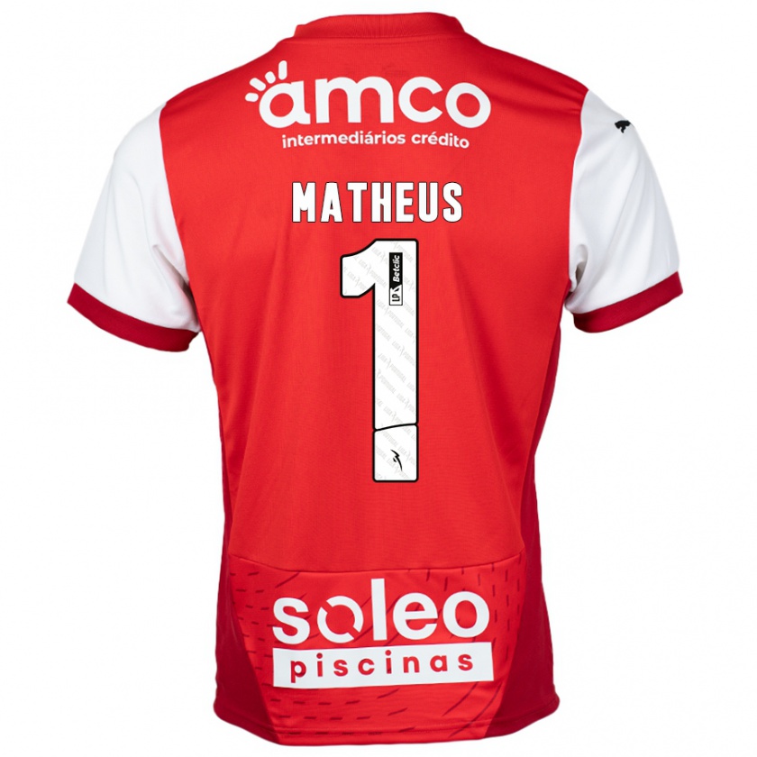 Kandiny Enfant Maillot Matheus #1 Rouge Blanc Tenues Domicile 2024/25 T-Shirt