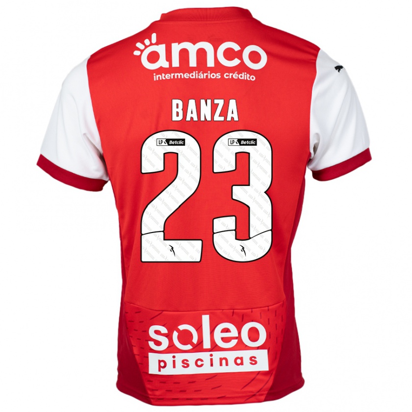 Kandiny Enfant Maillot Simon Banza #23 Rouge Blanc Tenues Domicile 2024/25 T-Shirt