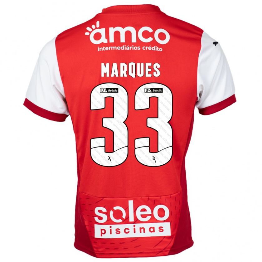 Kandiny Enfant Maillot João Marques #33 Rouge Blanc Tenues Domicile 2024/25 T-Shirt