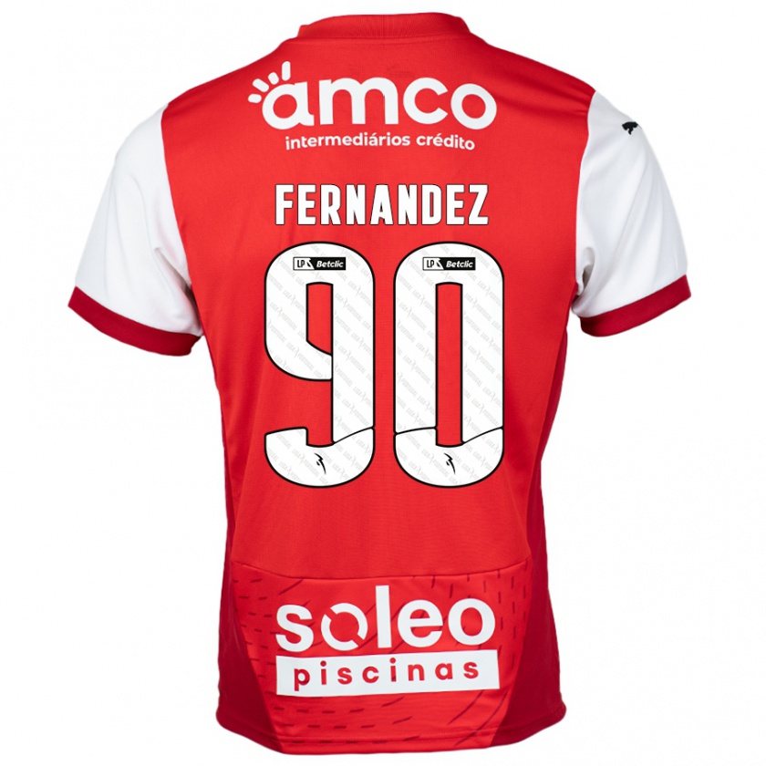 Kandiny Enfant Maillot Roberto Fernández #90 Rouge Blanc Tenues Domicile 2024/25 T-Shirt