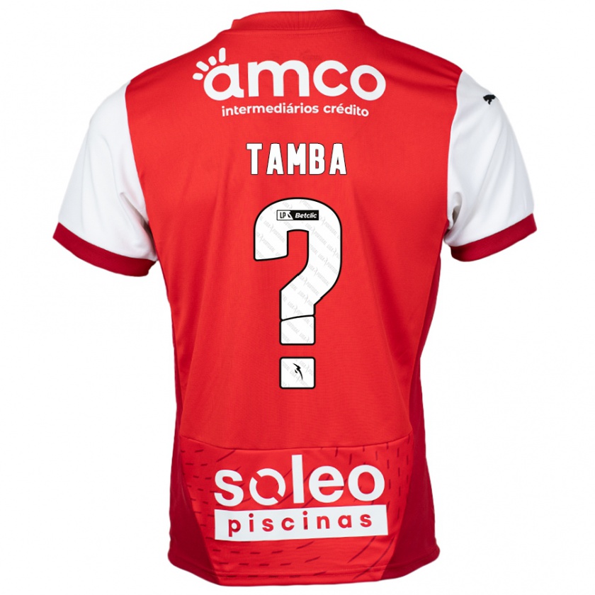 Kandiny Enfant Maillot Fabrice Tamba #0 Rouge Blanc Tenues Domicile 2024/25 T-Shirt