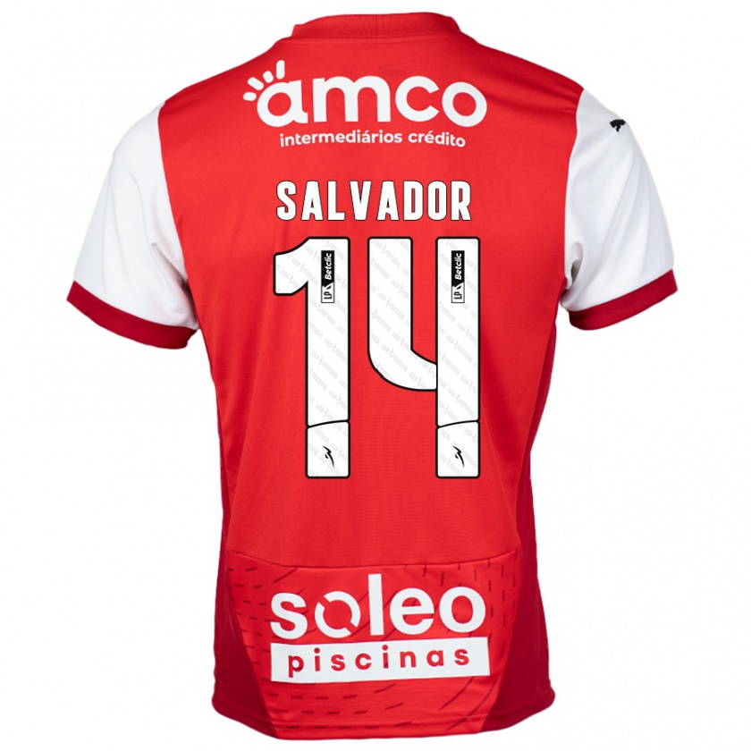 Kandiny Enfant Maillot João Salvador #14 Rouge Blanc Tenues Domicile 2024/25 T-Shirt