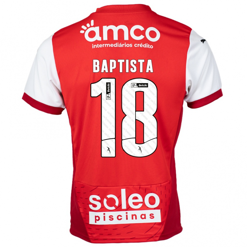 Kandiny Enfant Maillot Tiago Baptista #18 Rouge Blanc Tenues Domicile 2024/25 T-Shirt