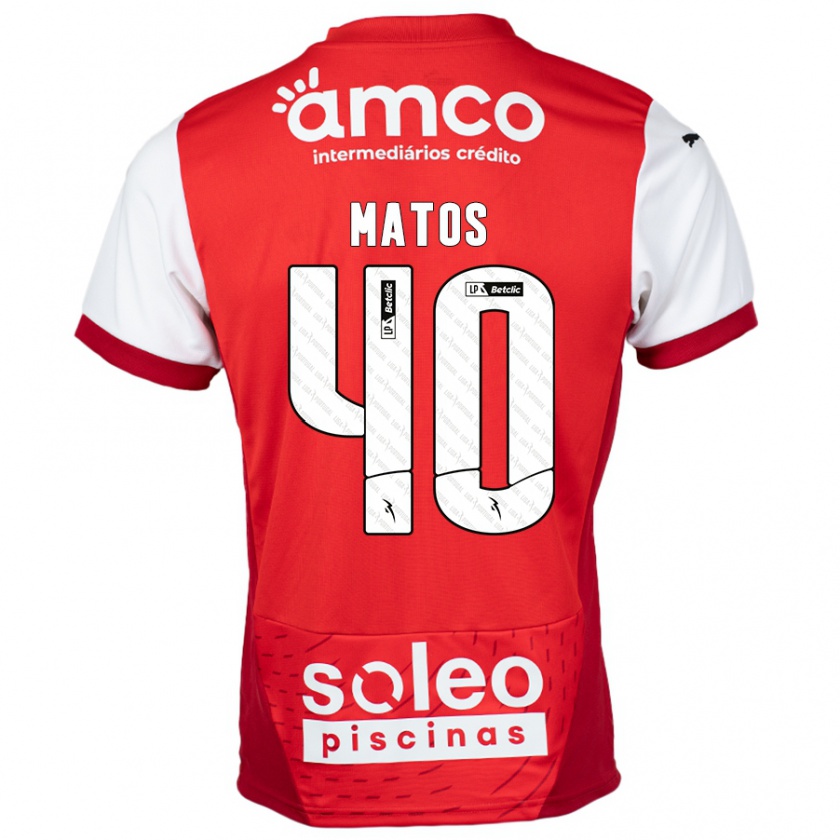 Kandiny Enfant Maillot João Matos #40 Rouge Blanc Tenues Domicile 2024/25 T-Shirt