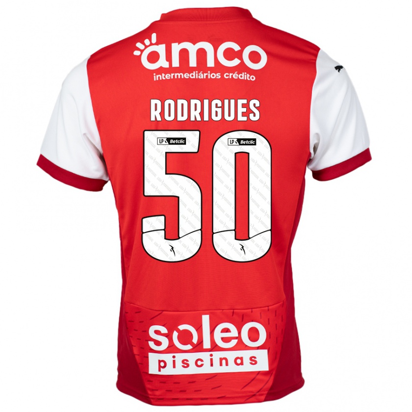 Kandiny Enfant Maillot Diego Rodrigues #50 Rouge Blanc Tenues Domicile 2024/25 T-Shirt