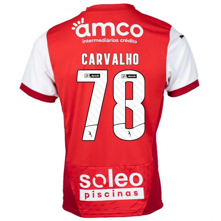 Kandiny Enfant Maillot João Carvalho #78 Rouge Blanc Tenues Domicile 2024/25 T-Shirt