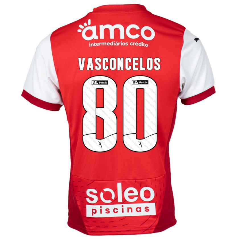 Kandiny Enfant Maillot Vasconcelos #80 Rouge Blanc Tenues Domicile 2024/25 T-Shirt