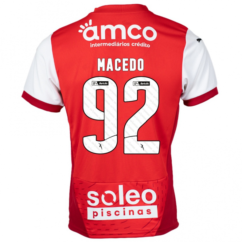 Kandiny Enfant Maillot Rodrigo Macedo #92 Rouge Blanc Tenues Domicile 2024/25 T-Shirt