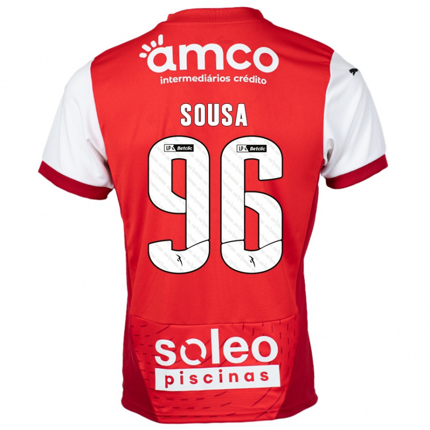 Kandiny Enfant Maillot Afonso Sousa #96 Rouge Blanc Tenues Domicile 2024/25 T-Shirt