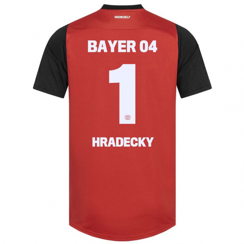 Kandiny Enfant Maillot Lukas Hradecky #1 Rouge Noir Tenues Domicile 2024/25 T-Shirt