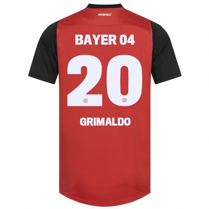 Kandiny Enfant Maillot Alejandro Grimaldo #20 Rouge Noir Tenues Domicile 2024/25 T-Shirt