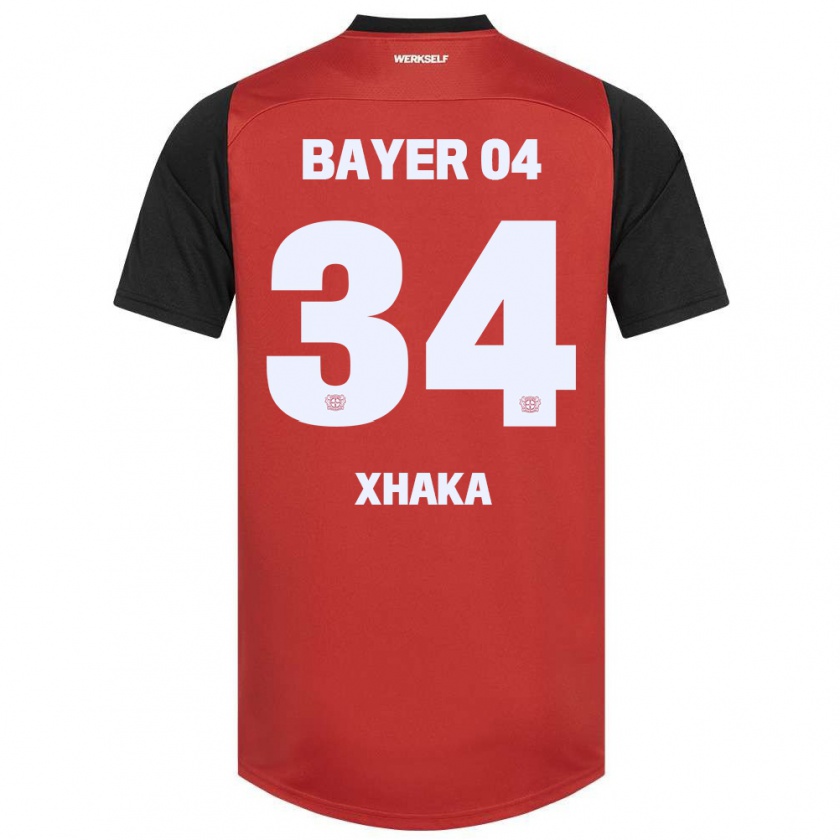 Kandiny Enfant Maillot Granit Xhaka #34 Rouge Noir Tenues Domicile 2024/25 T-Shirt