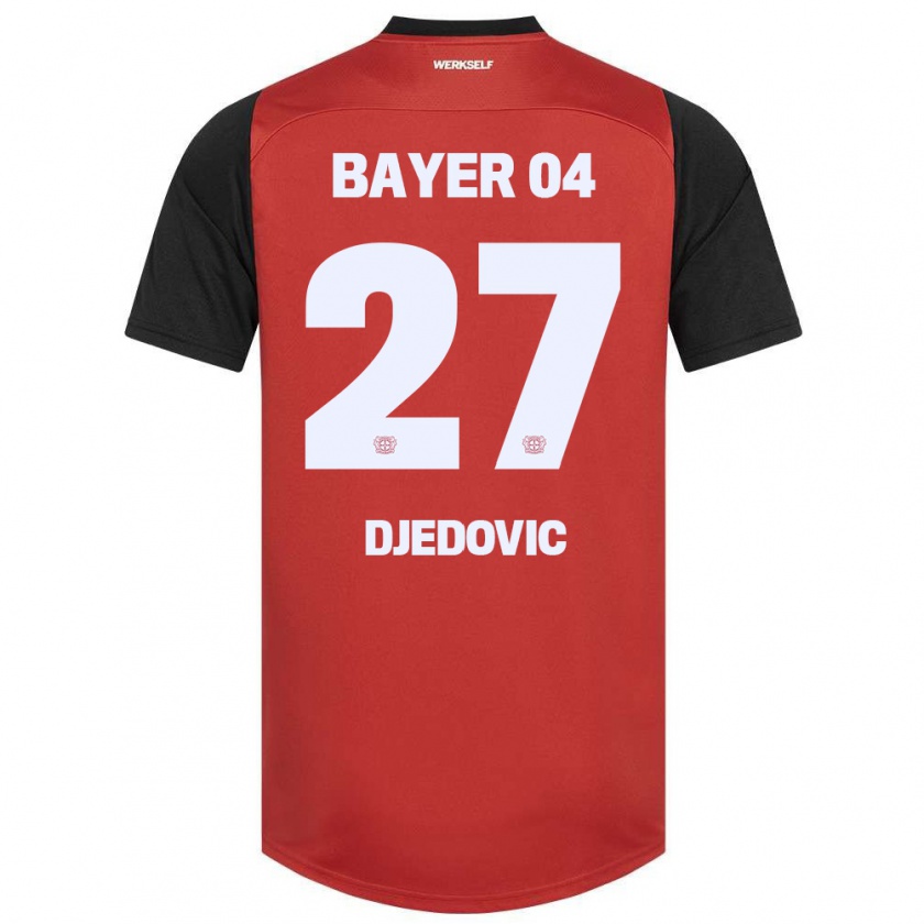 Kandiny Enfant Maillot Seldin Djedovic #27 Rouge Noir Tenues Domicile 2024/25 T-Shirt