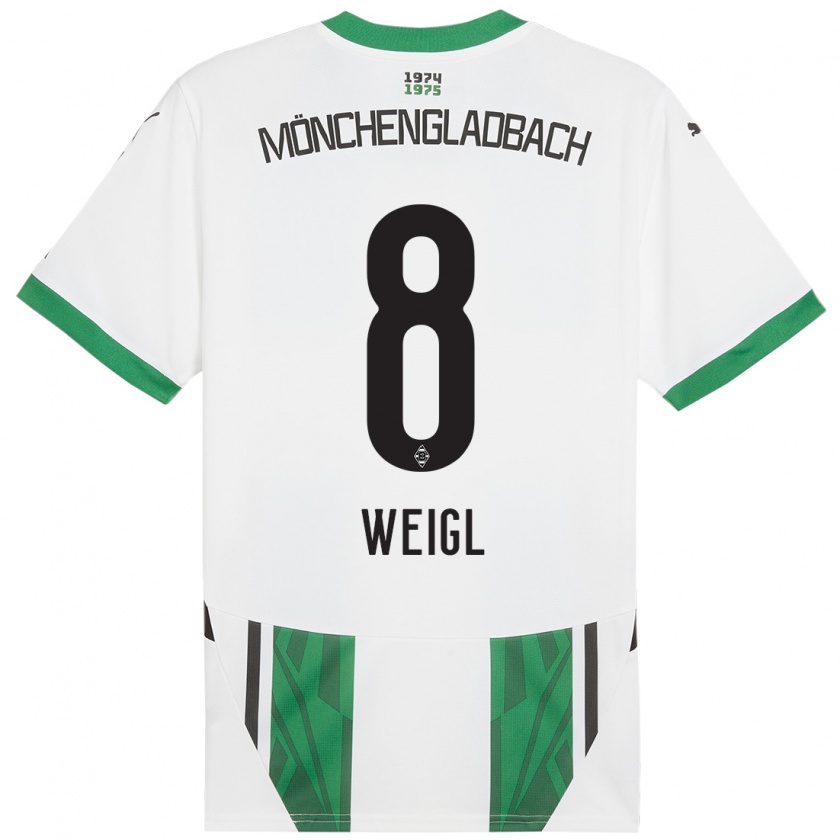 Kandiny Enfant Maillot Julian Weigl #8 Blanc Vert Tenues Domicile 2024/25 T-Shirt