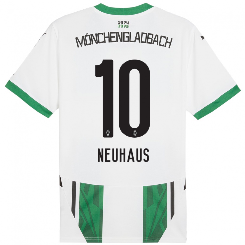 Kandiny Enfant Maillot Florian Neuhaus #10 Blanc Vert Tenues Domicile 2024/25 T-Shirt