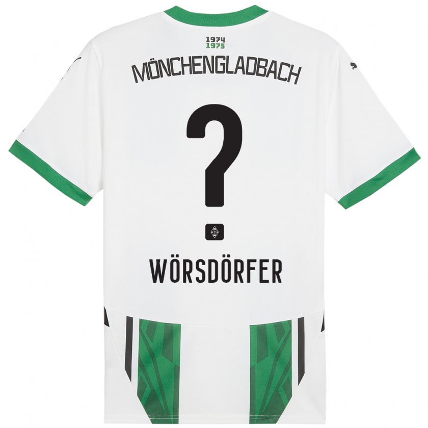 Kandiny Enfant Maillot Len Wörsdörfer #0 Blanc Vert Tenues Domicile 2024/25 T-Shirt