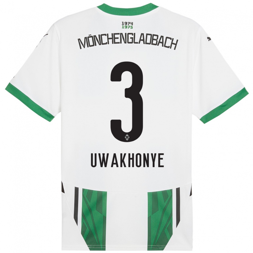 Kandiny Enfant Maillot Joshua Uwakhonye #3 Blanc Vert Tenues Domicile 2024/25 T-Shirt