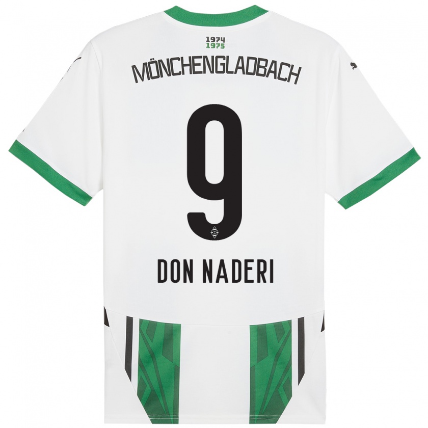 Kandiny Enfant Maillot Ryan Naderi #9 Blanc Vert Tenues Domicile 2024/25 T-Shirt