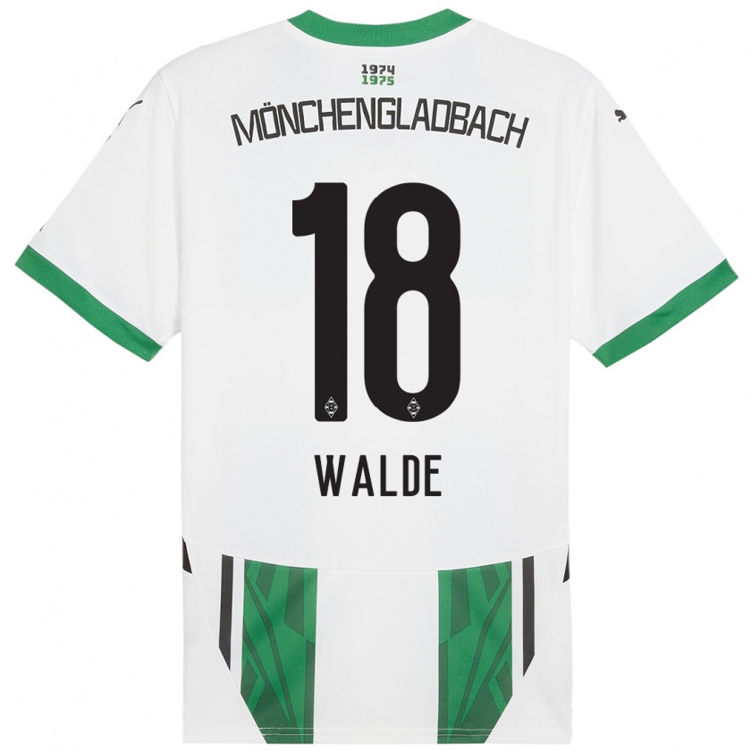 Kandiny Enfant Maillot Simon Walde #18 Blanc Vert Tenues Domicile 2024/25 T-Shirt