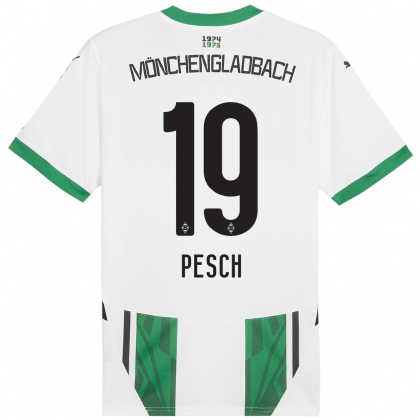 Kandiny Enfant Maillot Noah Pesch #19 Blanc Vert Tenues Domicile 2024/25 T-Shirt