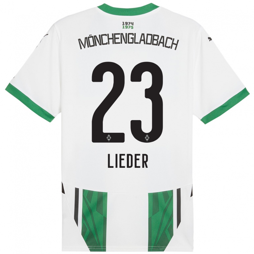 Kandiny Enfant Maillot Michel Lieder #23 Blanc Vert Tenues Domicile 2024/25 T-Shirt