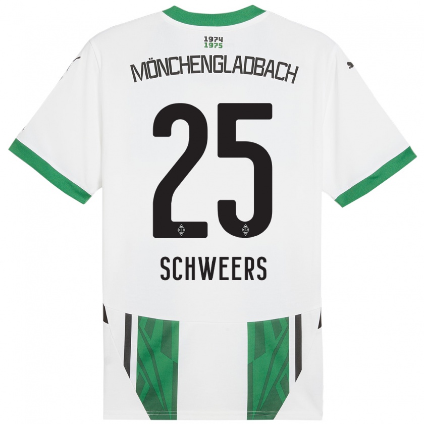 Kandiny Enfant Maillot Lion Schweers #25 Blanc Vert Tenues Domicile 2024/25 T-Shirt