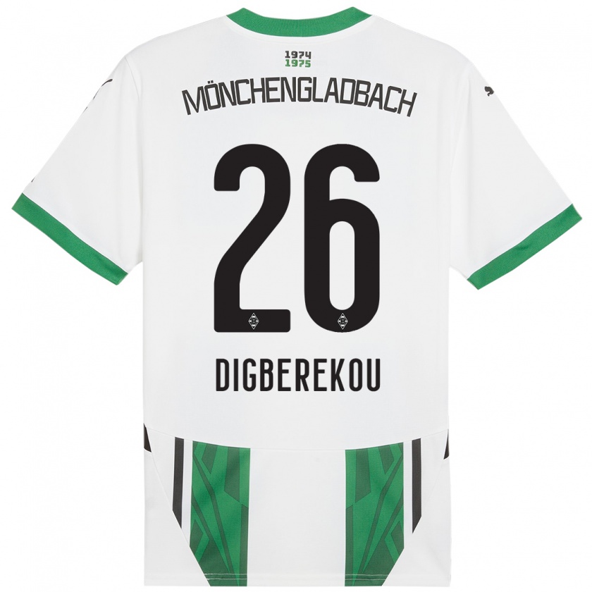 Kandiny Enfant Maillot Ibrahim Digberekou #26 Blanc Vert Tenues Domicile 2024/25 T-Shirt