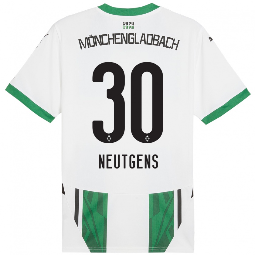 Kandiny Enfant Maillot Maximilian Neutgens #30 Blanc Vert Tenues Domicile 2024/25 T-Shirt